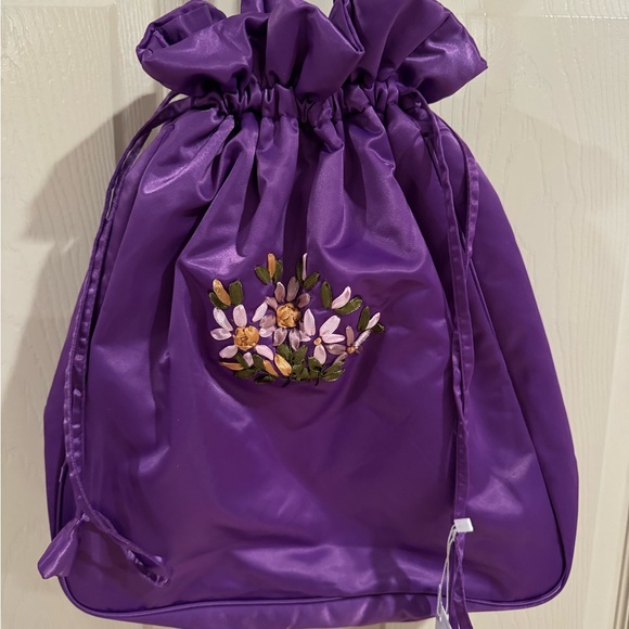 Floral Pettern Handbag, Women's Fashion Nylon Drawstring  Bag - Picture 6 of 10